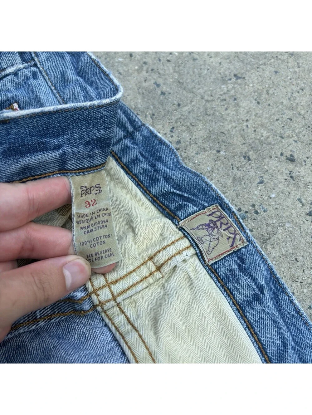 PRPS Barracuda Selvedge Jeans Button Fly Medium Wash Faded Distressed Size 32